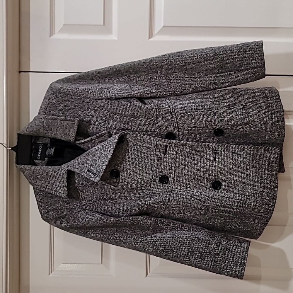 George Black and White Pea Coat